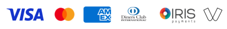 Accepted cards & payment methods: Visa, MasterCard, American Express, DINERS, IRIS Payments, Viva Wallet.